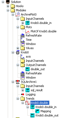 Rysowanie trendów Jeśli w konfiguracji znajdują się moduły ArchivePlot można szybko skonfigurować rysowanie na nich trendów.