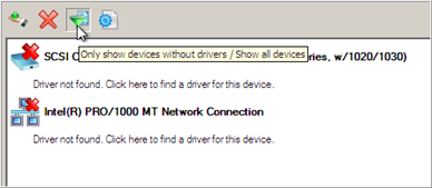 Filtrować urządzenia bez sterowników poprzez kliknięcie.