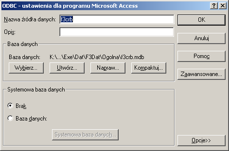 Następnie w oknie ODBC-ustawienia dla programu Microsoft Access wybieramy funkcję Napraw.