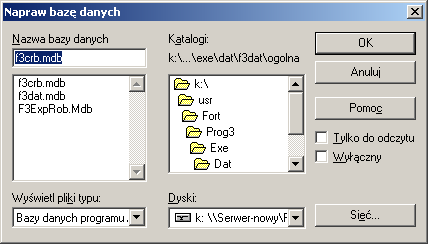 To samo robimy wybierając w administratorze źródeł danych ODBC f3dat. Archiwizacja Archiwizację danych należy prowadzić równie często jak konserwację programu.