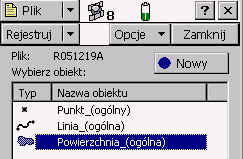 Jeżeli w skład powierzchni, którą mierzymy wchodzą również linie proste, przed rozpoczęciem pomiaru takiego fragmentu granicy, należy wcisnąć klawisz Pauza, a następnie z opcji wybieramy Nowe