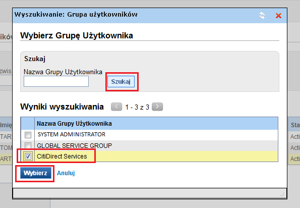 Jeśli uprawnienia mają być nadane więcej niż jednemu Użytkownikowi, możesz zaznaczyć większą liczbę osób z listy i nadać je jednocześnie.