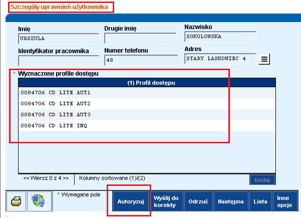 42 Zostanie wyświetlona lista Użytkowników oczekujących na autoryzację.