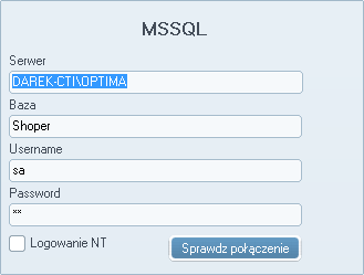 2. Konfiguracja połączenia Na początku należy nawiązać skonfigurować połączenie z serwerem MS SQL