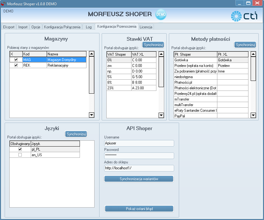 3. Dane w Comarch ERP XL Głównymi danymi, które można wyeksportować z Comarch ERP XL do shoper.pl są: Grupy towarowe, Producenci, Towary (z obrazami).