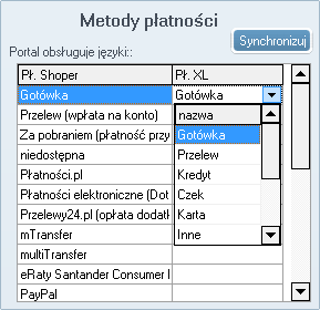 4.3. Metody płatności W kolumnie po lewej stronie wyświetlone są metody płatności pobrane z shoper.