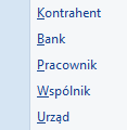 Uwaga: Wszelkie dokumenty w programie powinny być wprowadzane najpierw do ewidencji pomocniczych (jak np. rejestry VAT, lista wynagrodzeń itp.