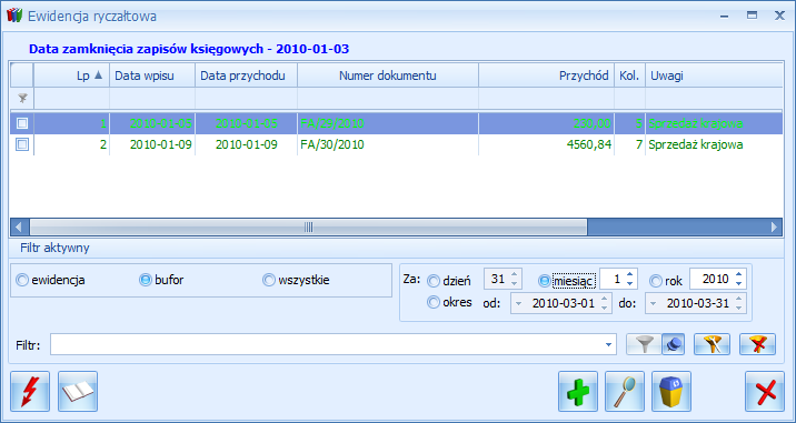 5.3 Ewidencja ryczałtowa Ewidencja ryczałtowa może zostać wyświetlona przez naciśnięcie przycisku Ewidencja ryczałtowa w Menu Nawigacji Comarch ERP Optima/ Ryczałt lub poprzez wywołanie Księgowość/