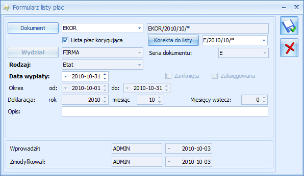 Podręcznik Użytkownika systemu Comarch OPT!MA Str. 133 Rys. 79 Lista Listy płac 12.
