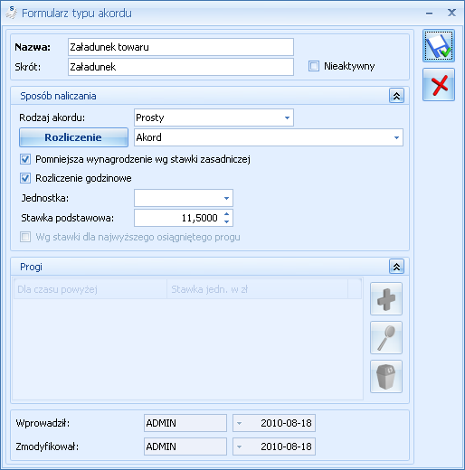 Rys. 88 Formularz definicji akordu 5.1.11.