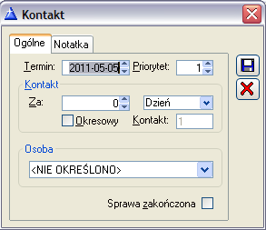 Pod listą kontaktów mamy do dyspozycji następujące przyciski: [Dodaj wątek] powoduje otwarcie formatki dodawania wątku konwersacji. Ikona aktywna tylko, gdy zalogowany operator ma licencję CRM.