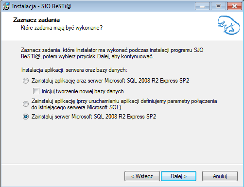 Rysunek 12. Wybór trybu instalacji Na kolejnym etapie instalator przedstawi domyślne parametry połączenia z bazą (rys. 13).
