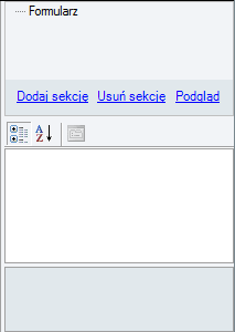 Rysunek 68. Moduł edycji raportu. Na pierwszej stronie możliwe jest ustawienie formularza, który pozwala na przekazanie wartości do raportu. Formularz można wykorzystać np.