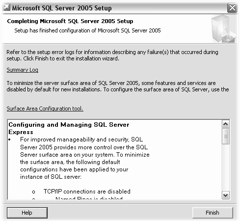 8 Jak ręcznie utworzyć instancję EAUDYTORINSTANCE na SQL Serwerze 2005 16. Pomyślne zainstalowanie MS SQL Server 2005 zostanie zakomunikowane wyświetleniem informacji.