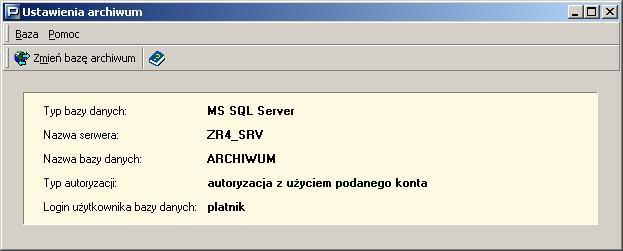 Rysunek 58. Okno parametry archiwum 5.1.1.2 Konfiguracja archiwum dla bazy MS Access Uruchamiany jest ten sam Kreator konfiguracji archiwum, jednak z mniejszą liczbą kroków.