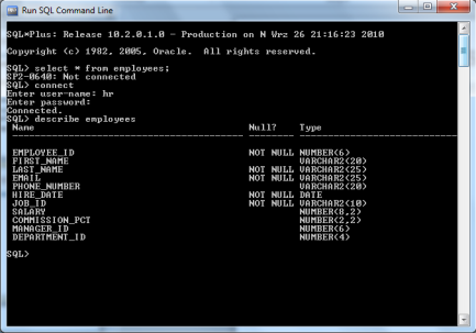 Obsługa Oracle Express Edition Obsługa Oracle Express Edition Okno główne programu Oracle Express Edition Database Home Page Okno programu Oracle Express Edition widok przeglądania tabeli Oracle