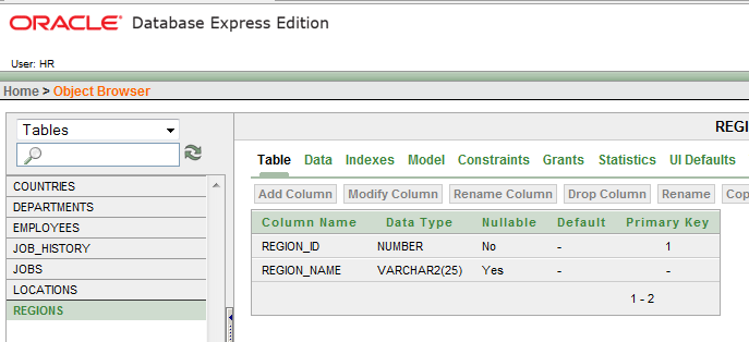 Tabela REGIONS WYKORZYSTANA LITERATURA J. Price, Oracle Database 11g i SQL. Programowanie. Helion, 2009. S. Urman, R. Hardman, M.