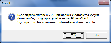 płatnika o statusie [potwierdzona w ZUS].