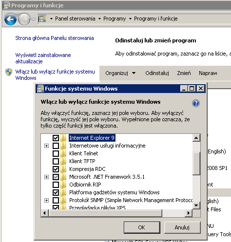 Rysunek 7 Sprawdzenie programu Interet Explorer i środowiska.net 2.3.2. Instalator systemu Microsoft Windows Wymagana jest instalacja programu Instalator systemu Microsoft Windows w wersji 4.