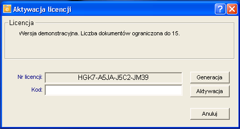 Po poprawnym zakończeniu instalacji aplikacji, zostanie ona automatycznie uruchomiona na ekranie zostanie otwarte okno aktywowania licencji programu: Rysunek 32