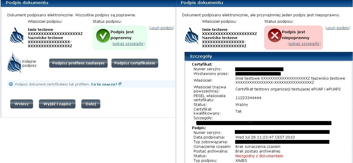 Rysunek 33 Wybór sposobu podpisania dokumentu źródło: epuap.pl Po wybraniu opcji Podpisz certyfikatem system operacyjny użytkownika otworzy okno wyboru certyfikatu.