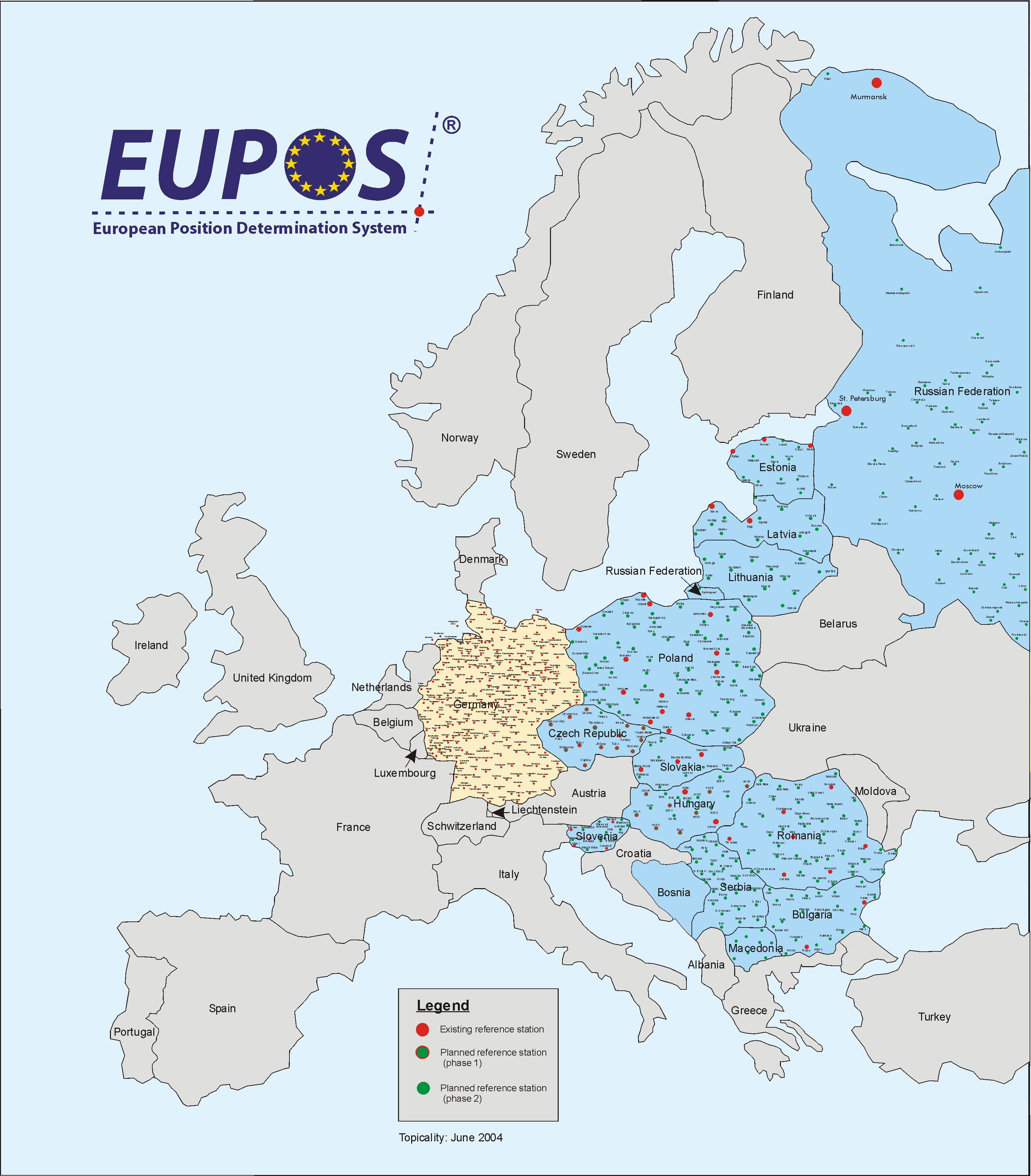 System EUPOS - system wielofunkcyjny (precyzyjne pomiary i nawigacja) - 16 krajów Europy rodkowej i Wschodniej - system budowany według jednolitego standardu - kraje członkowskie b d udost