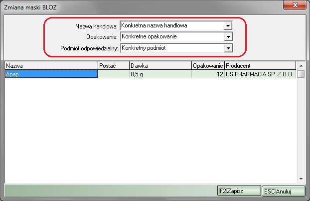 Maska jest wywoływana klawiszem F5 przy edycji karty towaru (do 12.12.2012 nowa maska towaru jest pod skrótem klawiszowym SHIFT+CTRL+F5).