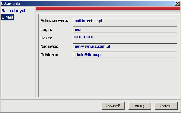 HermesEDI str. 7 ADRESY EMAIL Wszelkie informacje o nieprawidłowościach związanych z racą serwera, zapisywane są w oknie głównym serwera oraz w pliku errlog.txt.