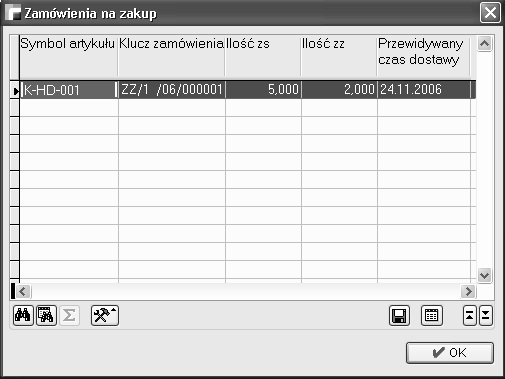 Generuj zamówienia na zakup Z tego poziomu możemy wygenerować automatycznie zamówienie na zakup. Musimy zaznaczyć dokumenty dla których chcemy wygenerować zamówienia, wybrać rejestr i zaakceptować.