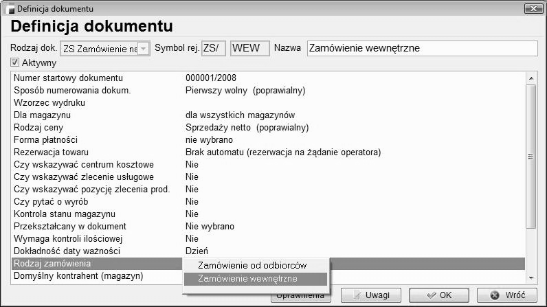 5.1.3. Zamówienia wewnętrzne Od wersji 3.06 moduł zamówień poszerzono o nowy rodzaj dokumentów, a mianowicie zamówienia wewnętrzne.