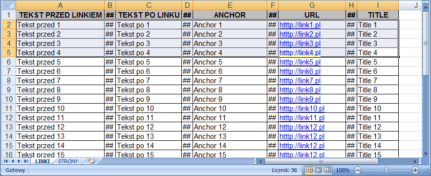 Jeśli nie podaliśmy sitemaps a chcemy dodać podstrony możemy skorzystać z formularza poniżej który umożliwia dodawanie podstron dla danej strony, każdy adres w nowym wierszu musi być pełny adres