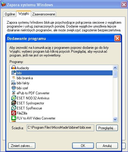 Poniżej została opisana przykładowa konfiguracja programu antywirusowego NOD32 firmy ESET. Ustawienia innych programów antywirusowych wykonuje się w podobny sposób.