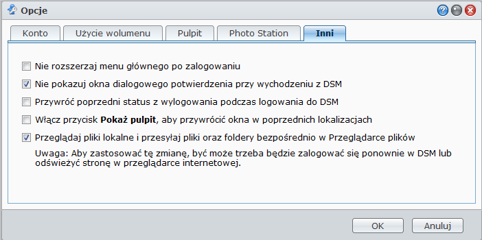 Photo Station Ta karta jest widoczna tylko, jeśli administrator (admin) systemu DSM lub użytkownik należący do grupy administratorów (administrators) włączył usługę osobistą usługę Photo Station.