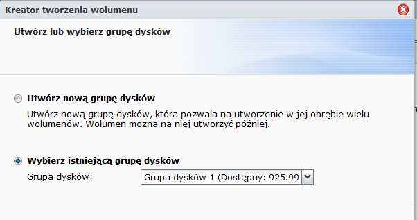 Tworzenie wolumenu przez przydzielanie częściowej przestrzeni na grupie dysków Opisane czynności pozwalają na utworzenie wolumenu przez przydzielenie częściowej przestrzeni nagrupie dysków.