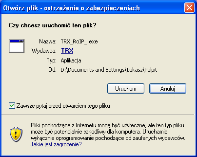 3. Instalacja programu RoIP Program do pracy wymaga komputera z procesorem zgodnym z Pentium (x86), 256 MB RAM dla systemów Windows XP, Windows 2000, Windows 2003 Server, 512 MB RAM dla systemów