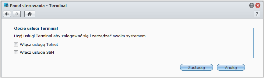 Aby włączyć usługę SNMPv3: 1 Zaznacz pole wyboru Włącz usługę SNMP. 2 Zaznacz pole wyboru Usługa SNMPv3. Synology DiskStation Przewodnik użytkownika 3 Wprowadź Nazwę użytkownika i Hasło.