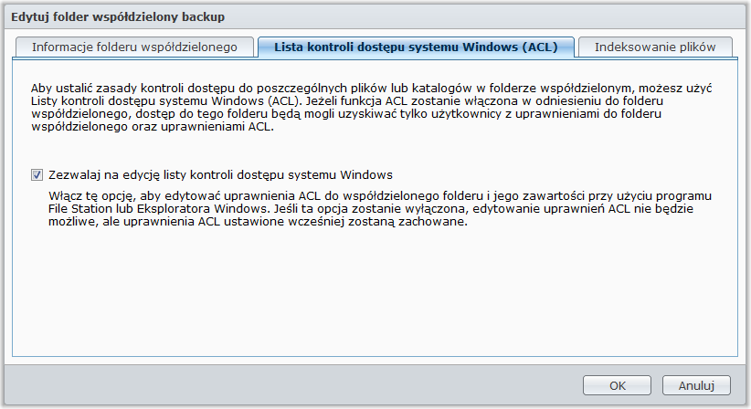 Synology DiskStation Przewodnik użytkownika Uwaga: Możesz też zaszyfrować folder, kiedy go tworzysz.