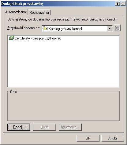 Klucze te są widoczne w aplikacji Microsoft Management Console (program mmc).