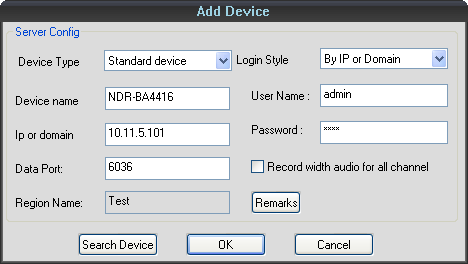 CMS software for NDR-BA2208, NDR-BA2416, NDR-BA4104 and NDR-BA4416 DVRs - user manual ver.1.0 OPERATING THE CMS Defined zone then appears on the list. After its selection please click the device.