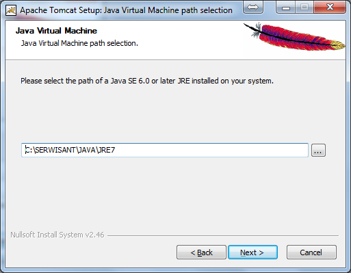 AJP/1.3 Connector Port:8009 Windows Service Name: Tomcat7Serwisant User Name: admin Password: serwisant.