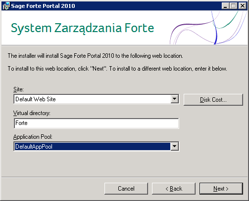 Instalacja i konfiguracja Forte Modułów Zarządzania Zasobami Strona 17 z 22 Aby kontynuować, należy wyrazić zgodę na warunki licencji poprzez zaznaczenie odpowiedniej opcji, a następnie wybrać opcję