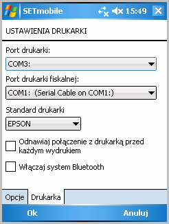 7) Ostatnim krokiem jest wybär numeru portu szeregowego, ktäry büdzie sçuéyç jako ÇÅcznik z programem SETmobile. W programie SETmobile w opcjach drukowania musi byö wybrany ten sam port.