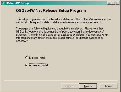 Instalacja QGIS przy