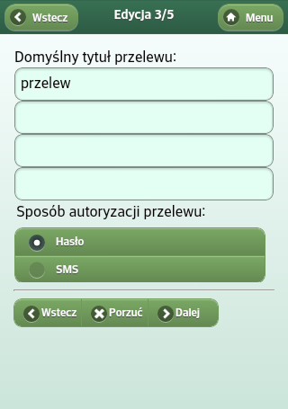 Kolejnym krokiem będzie wybór Zwrot środków, aby zasilić rachunek ROR. Każdy przelew należy zatwierdzić wpisując kod przesłany SMS-em od nadawcy EXPRESSBANK, lub hasłem logowania.