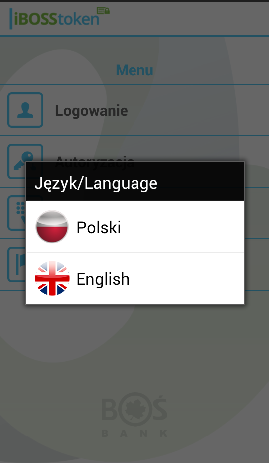 X. Zmiana języka Wybranie opcji Język/Language umożliwia zmianę wersji językowej ibosstokena.