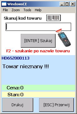 2.3 Weryfikator cen NOVIMAG dla kolektorów z Windows Mobile/CE - Instrukcja obsługi Funkcja weryfikatora cen umożliwia szybkie odczytanie skanerem kodu kreskowego z towaru i wyświetlenie informacji o
