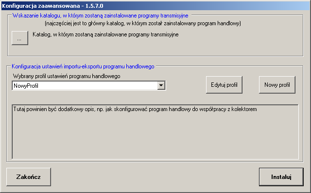 3 Konfigurator programów transmisyjnych Konfigurator programów transmisyjnych został przygotowany w celu ułatwienia i zautomatyzownia procesu konfiguracji parametrów niezbędnych do prawidłowej