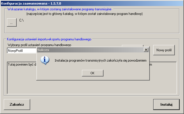 Wybrany profil ustawień programu handlowego Z rozwijanej listy należy wybrać jeden z dostępnych profili (przygotowanych przez NOVITUS lub własnych).