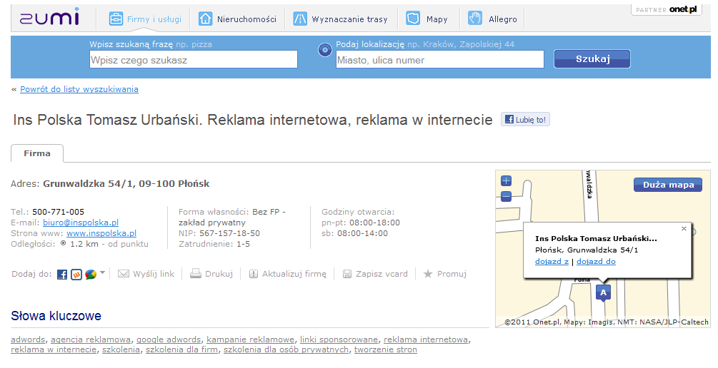 Wizytówki firmowe On-Line Wizytówka w Zumi.pl Zumi.