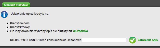 7. Kredyty Ilustracja 53: Kredyty: Informacje Po wybraniu modułu Kredyty widoczna jest lista kredytów.